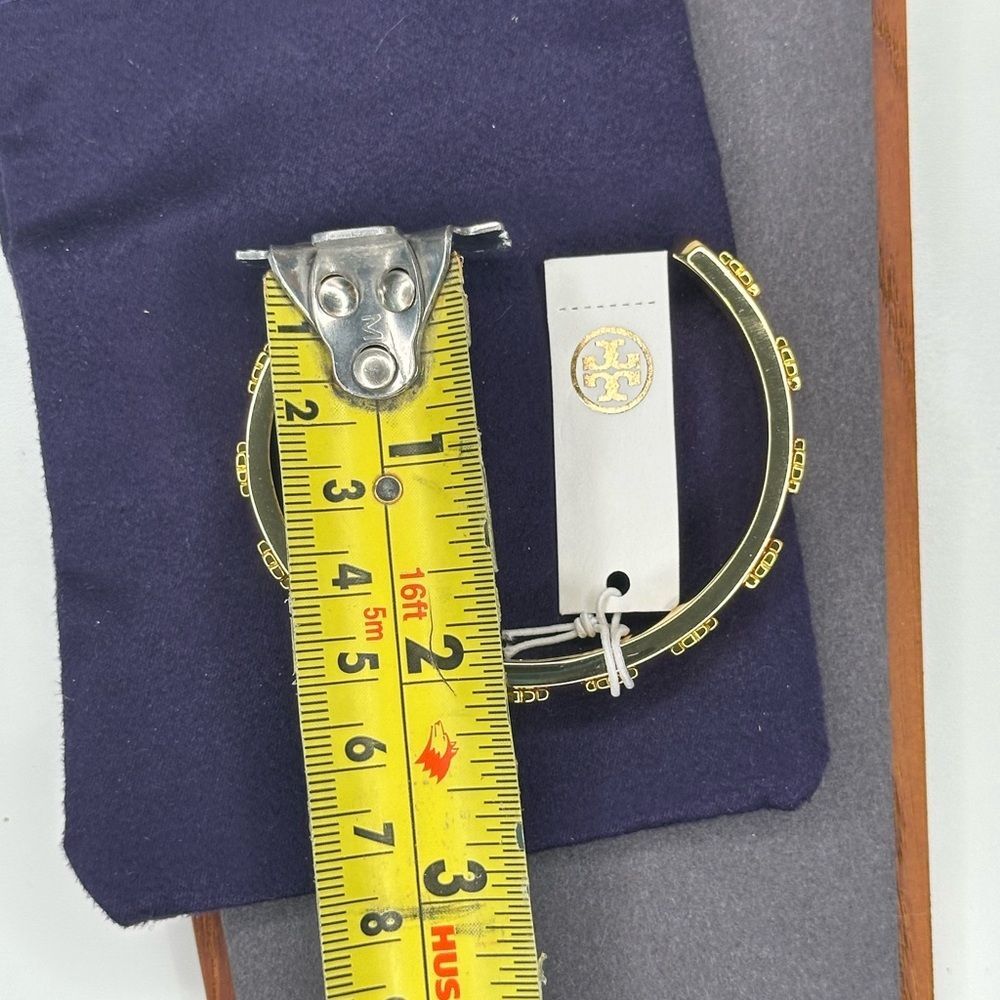 Tory Burch Red Enamel Cuff Bangle Bracelet Gold Logo Accents – Size 6.5 NWT - Picture 8 of 8